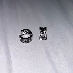 Marc Jacobs Silver Monogram Rhinestone Hoop Earrings